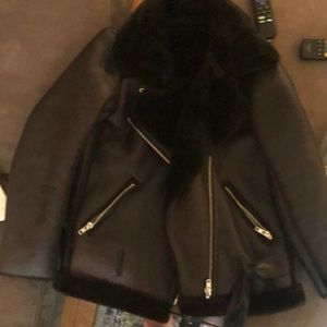 Black leather jacket- oversized